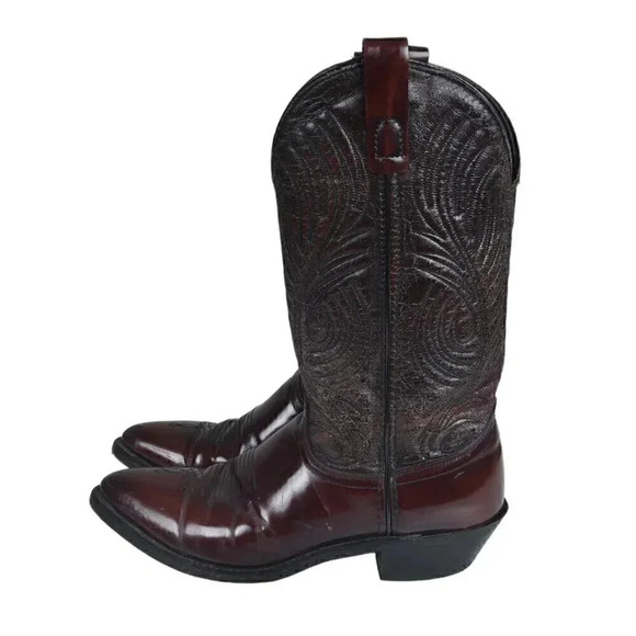 Laredo Dark Cherry Red Leather  Cowboy Boots Western Size 7.5 D - Picture 1 of 16